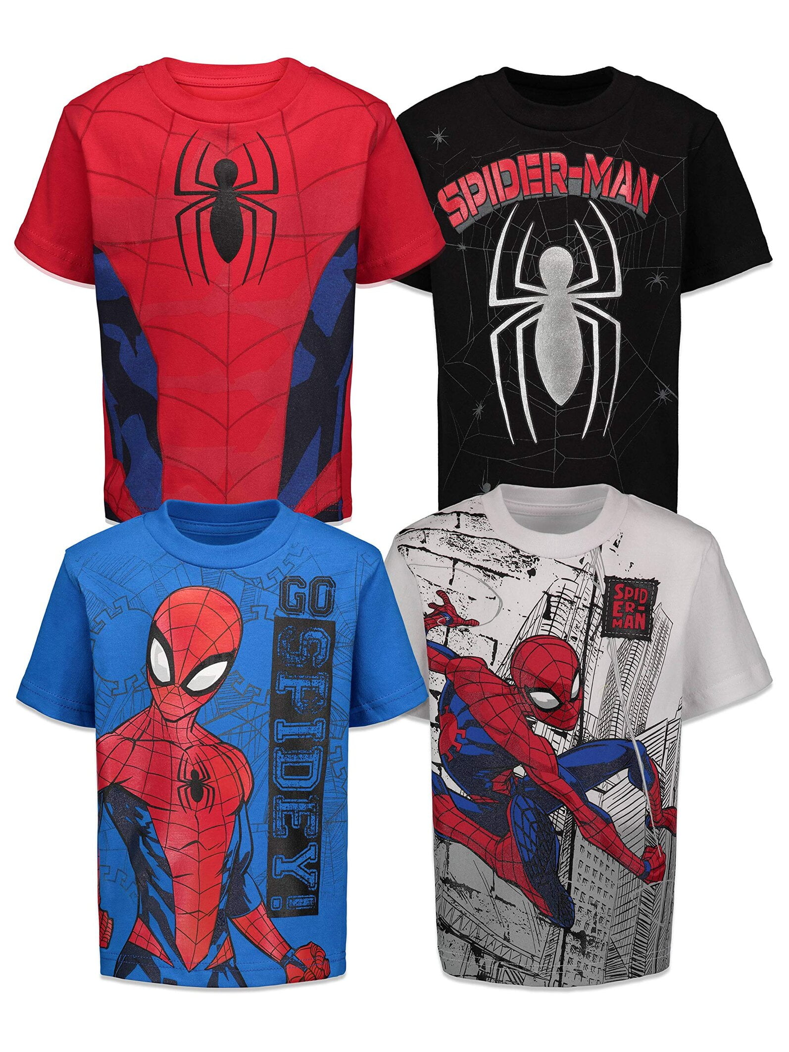 Marvel Spider-Man 4 Pack T-Shirts Toddler to Big Kid - Walmart.com