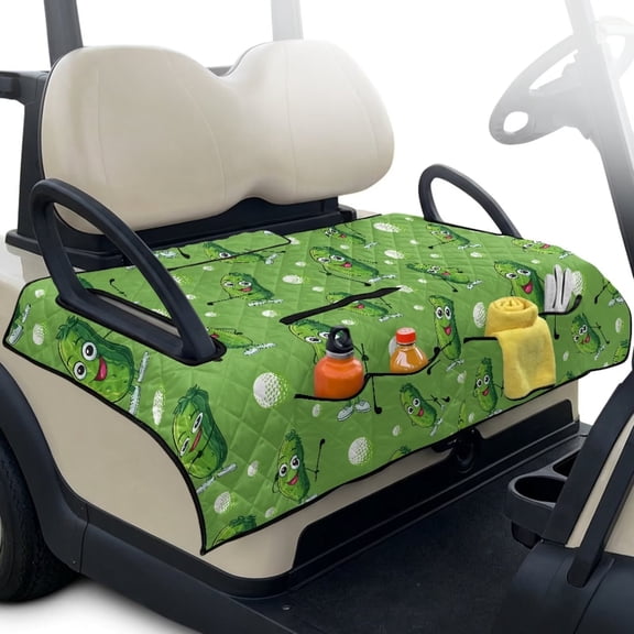 KUIFORTI Golf White Golf Cart Seat Blanket Covers Summer Outdoor Anti-hot Club Car Blanket Easy to Install Polyester Suitable Club Car and More 2 Person Seats Golf Carts