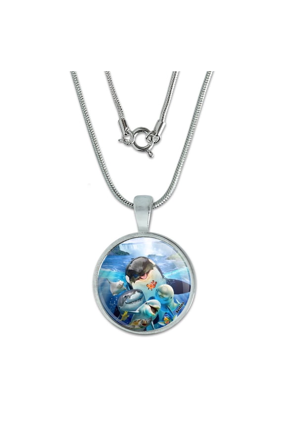 Niagara Falls New York Canada Selfie Orca Shark Dolphin 0.75" Pendant with Sterling Silver Plated Chain