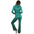 thumbnail image 3 of ToBeInStyle Women's Velour Tracksuit Zip-Up Hooded Jacket and Matching Pants, 3 of 5