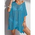 thumbnail image 4 of DAKIMOE Swimsuit Cover Up for Women V Neck Loose Beach Bathing Suit Cover up Summer Swim Coverup Swimwear Crochet Dress for Beach Pool, Lake Blue-L1, 4 of 9