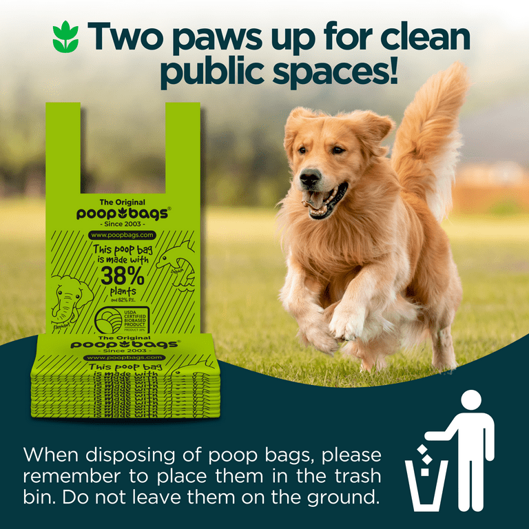 The Original Poop Bags Biodegradable Thick Disposable Pet Waste Bags with Handle Tie 120 Unscented Bags Walmart