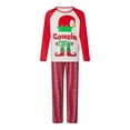 thumbnail image 2 of Christmas Pajamas for Family, Long Sleeve Elf Print Tops + Plaid Pants Set Sleepwear Loungewear, 2 of 10