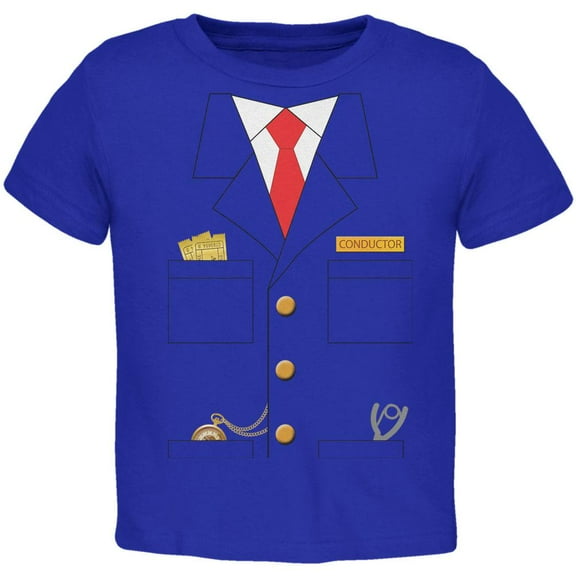 Halloween Train Conductor Costume Royal Toddler T-Shirt - 3T