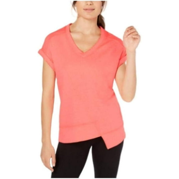 CALVIN KLEIN Womens Pink Short Sleeve V Neck Active Wear Top Size: XL