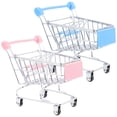 thumbnail image 1 of 2pcs Supermarché Chariot à Main Mini Modèles Mini Panier Créatif, 1 of 9