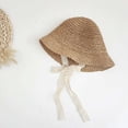 thumbnail image 4 of Tigivemen Lace Straw Sun Hat for Baby Girl Summer Bucket Hat Outdoor Beach Sunhats Adjustable Wide Brim Cap Khaki Size 1-3 Years, 4 of 5