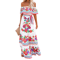 thumbnail image 2 of Vestido mexicano con hombros descubiertos y estampado floral para mujer, vestido largo de verano sin mangas para fiesta de Halloween, vacaciones en la playa, 2 of 5
