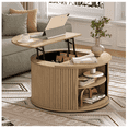 thumbnail image 6 of JOINICE Round Coffee Table with Lift Top,Mid Century Modern Wood Center Table with Storage and Shelf,for Living Room,Oak, 6 of 8
