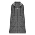 thumbnail image 6 of Long Puffer Vest Women Oversized Quilted Hooded Jacket Lightweight Down Vests Sleeveless Winter Coat with Pockets Dark Gray 2XL, 6 of 8