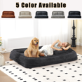 thumbnail image 2 of 2-in-1 Convertible Sofa Bed,Lazy Sofa Extra Large Floor Couch with 5 Adjustable Position,Chenille Loveseat Sofa,Double Human Dog Bed for Living Room & Bedroom,Dark Gray, 2 of 4