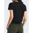 thumbnail image 4 of Women'S Sports Short Sleeve Shirt Loose Sports Cropped Top Gym Casual Cropped T-Shirt Black L, 4 of 5