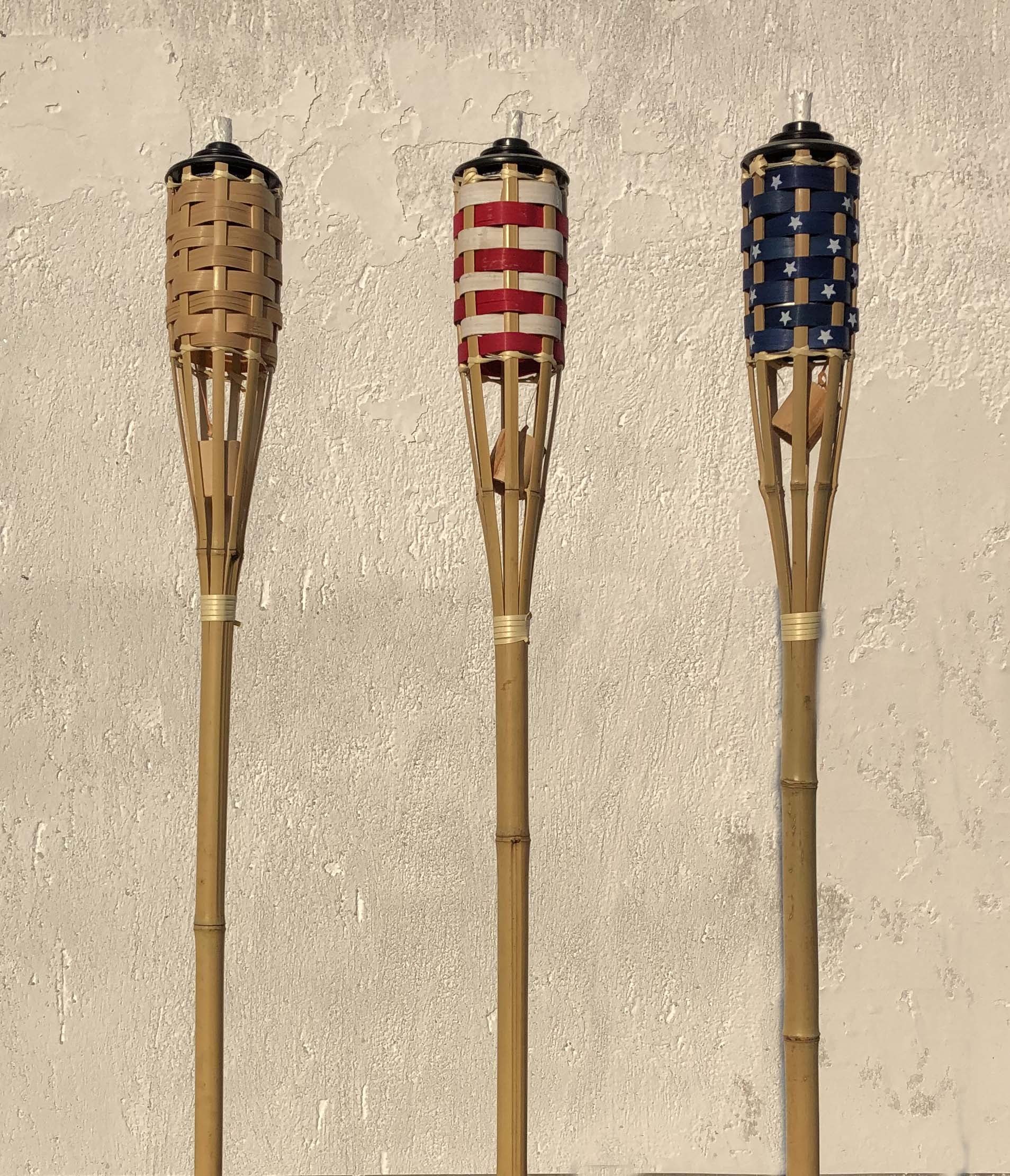 Mainstays 57in Patriotic Bamboo Yard Torch with Fiberglass Wick, 12fl oz Natural