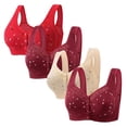 thumbnail image 1 of LOVZFMLL Bras for Women 4pc Woman's Comfortable Lace Breathable Bra Underwear No Rims Red M, 1 of 4