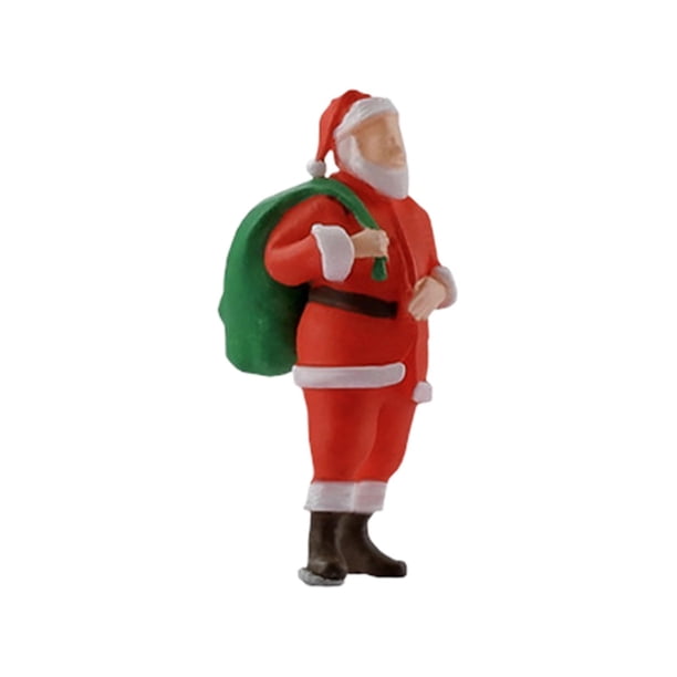 Figuras de personas a escala 1/64, decoración de casas de muñecas, decoración de bonsáis para el hogar, tren realista Papá Noel con bolsa