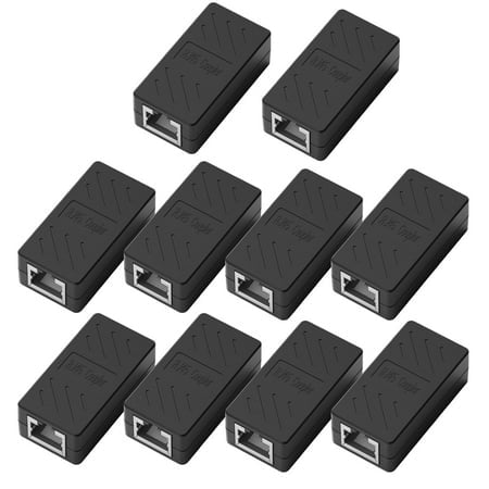 Y.D.F Ethernet Cable Extender, RJ45 Coupler, Extender Connector - Ethernet Coupler Female to Female (Black 10 Pack)