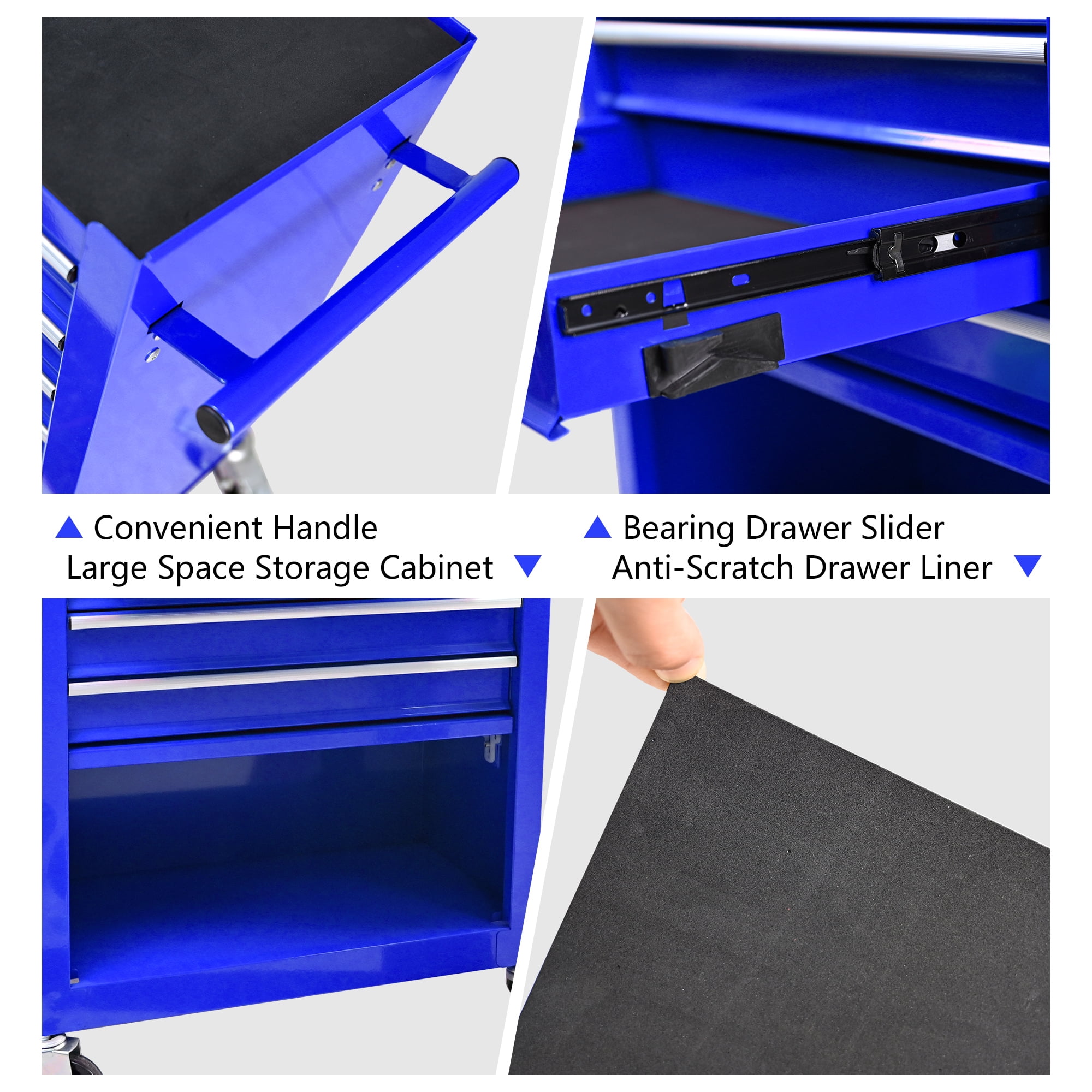 4 Drawers Multifunctional Tool Cart with Wheel Steel Tool Chest Storage Cabinet