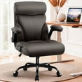 thumbnail image 2 of Office Chair - Executive  Back Breathable Comfy Desk Chair with Lumbar Support - Ergonomic Leather Rolling Swivel Computer Chair with Rock Function for Working Studying Gaming Relaxing, 2 of 3