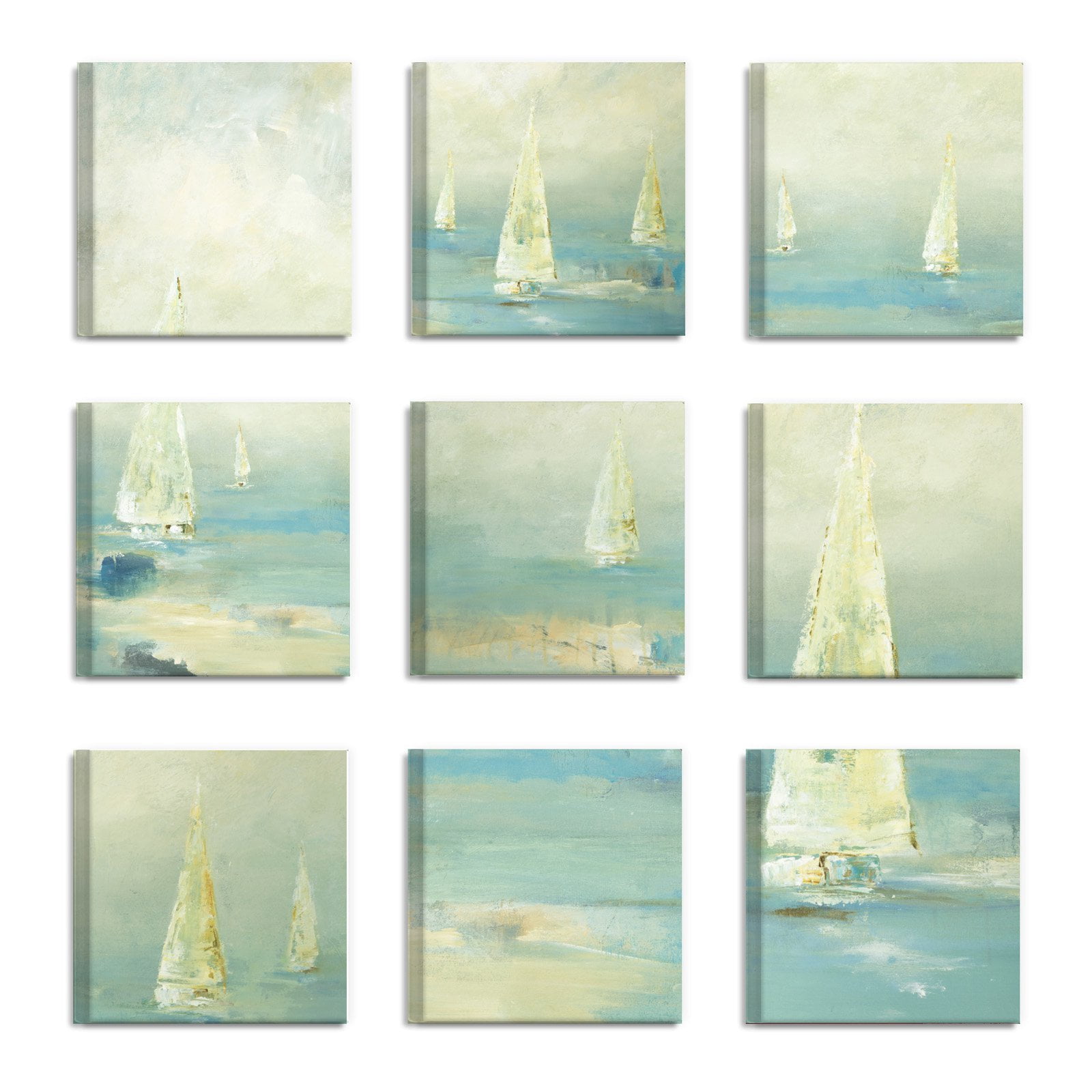 The Stupell Home Decor Collection Racing Tall Ships by Third and Wall 9 Piece Canvas Wall Art Set