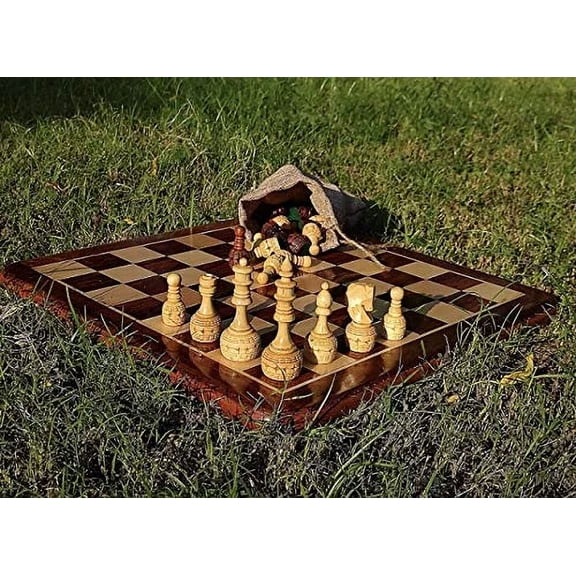 Premium Handcrafted Wooden Professional Chess Game Board Set with International Royal Carving Staunton Pieces (King Size 3.75") with Jute Bag for Storage