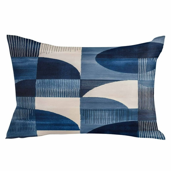 Navy Blue Geometric Throw Pillow Cover 20 x 30 Inch Decorative Pillow Cover Abstract Art Color Block Lumbar Pillowcase Seasonal Rectangle Cushion Case for Couch Sofa Bed Living Room