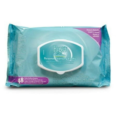 Hygea Flushable Personal Cleansing Cloths, Aloe/Vitamin E, Hypoallergenic, Scented, 576 Count