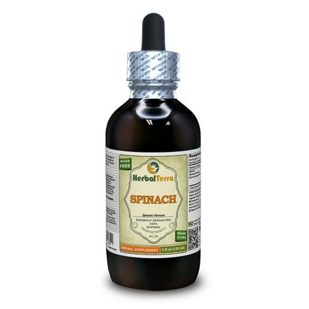 Spinach Dry Leaf Absolutely Natural Expertly Extracted by Trusted HerbalTerra Brand Certified Organic Alcohol-Based Liquid Extract. Proudly made in USA. Tincture 4 Fl.Oz