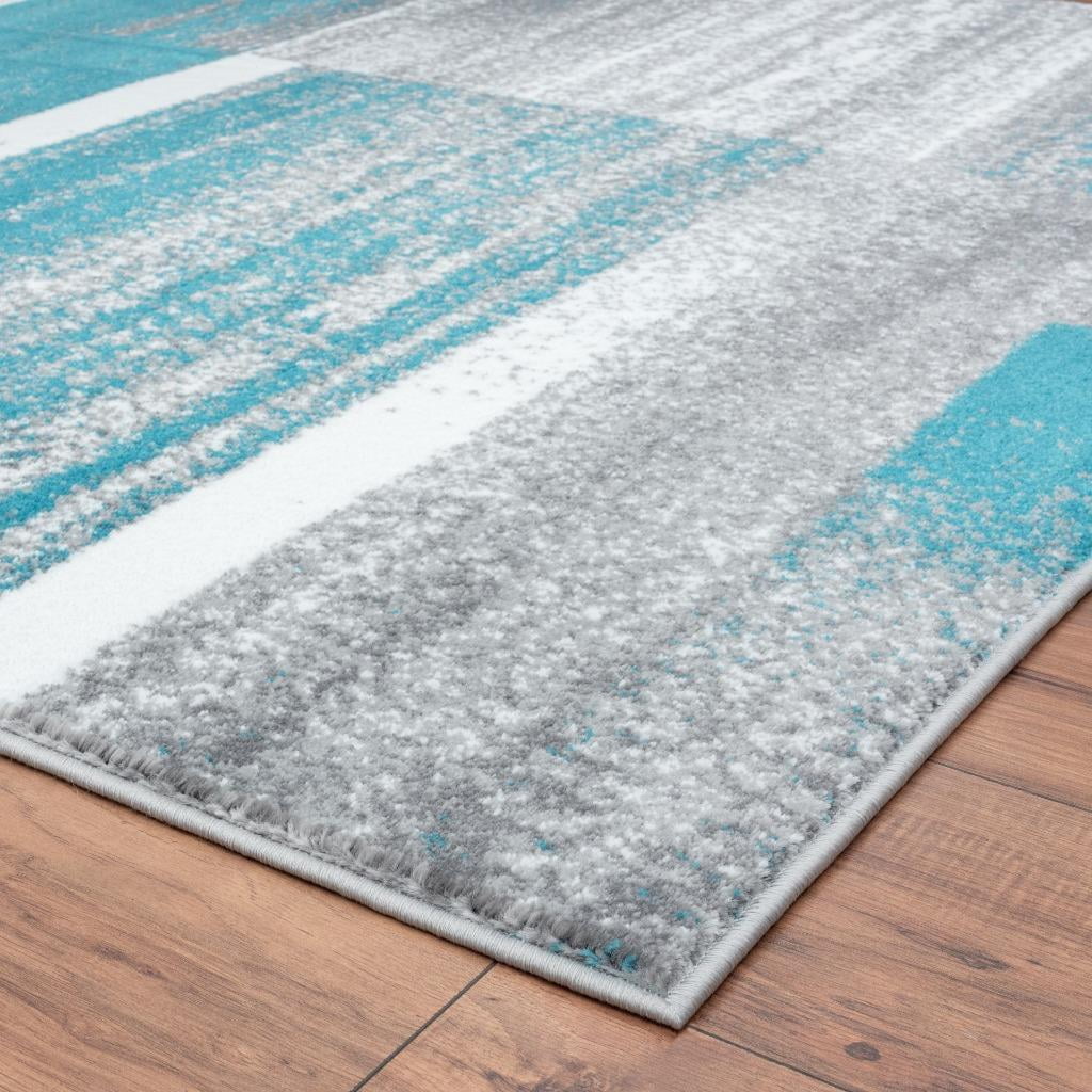 Luxe Weavers Art Deco Abstract Geometric Turquoise 2x3 Area Rug for Living Rooms