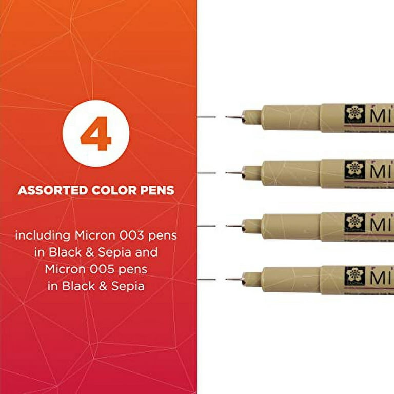 Sepia Fineliner Inking Pens - Set of 6 Tip Sizes