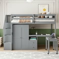 thumbnail image 4 of Harper & Bright Designs Twin Size Loft Bed with Stairs and Wardrobe, Wood Twin Storage Bed with Desk & Bookshelf for Boys Girls, Gray, 4 of 18