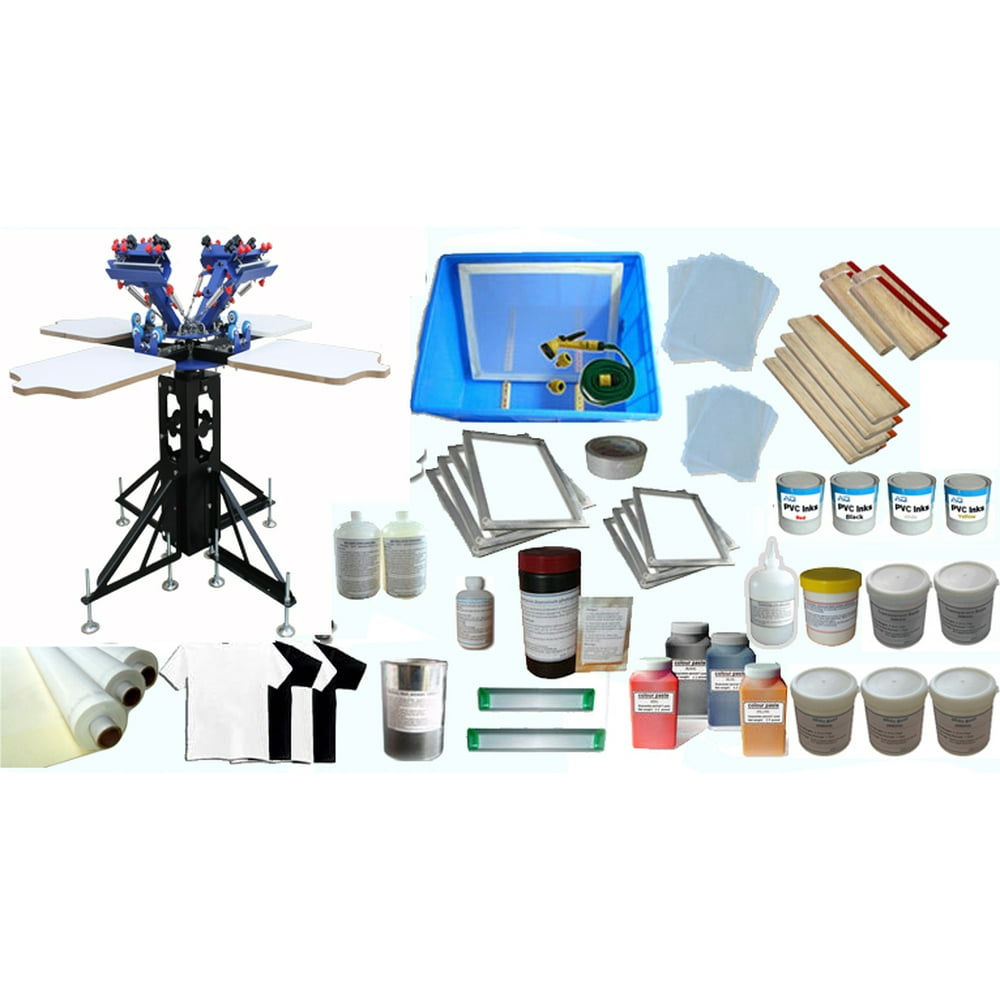 Techtongda 4 Color Silk Screen Printing Kit 4 Color 4 Station Screen