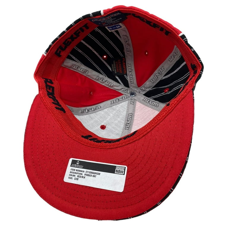 Red/Black - Cap Nixon Flex Fit Colorblock Men\'s (Large/X-Large) Pinner Hat Striped