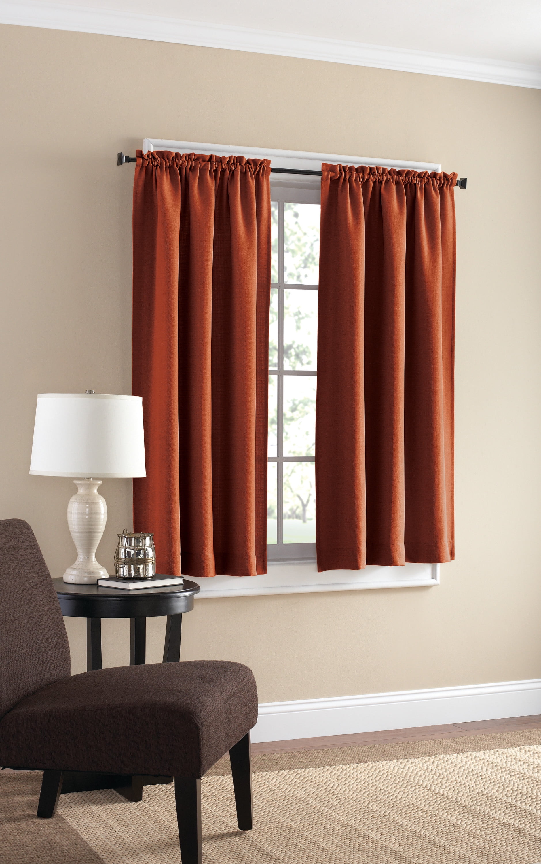 Mainstays Textured Curtain, Terra Cotta 54 inch, Set of (2