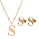 thumbnail image 1 of Juego Joyería Mujer, Collar Aretes Inicial Letras LuckyLy, Acero Inoxidable Baño de Oro 18k dorado UNITALLA, 1 of 6