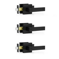 3 Pack Matte Black Door Handles, Keyless Interior Knobs, Privacy Lever Locksets for Bedroom Bathroom