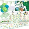 Merchant Medley Dinosaur Dino Birthday Party Supplies Bundle - 83 Piece Set For 10 Guests - Plates, Napkins, Invitations, Balloons, Party Favors, Plates, Banner, Decorations, Cake Toppers And More!