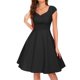 thumbnail image 4 of Vestido elegante de mujer con cuello en V y corte en A - Manga corta, cintura entallada, color liso, versátil para informal/trabajo - Mezcla de poliéster, 4 of 6