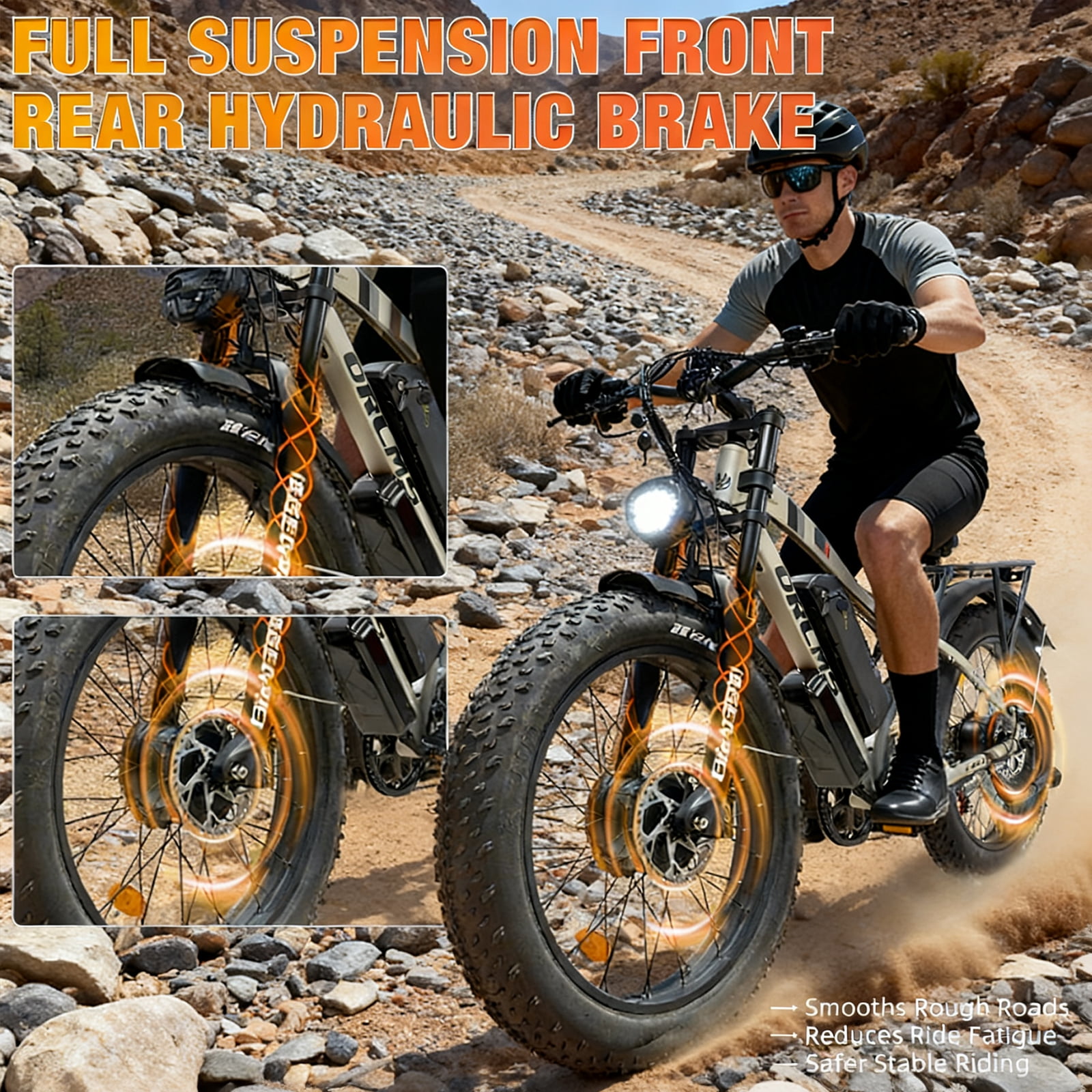 Electric Dirt Bike for Adults,5000W Peak 52V 25AH Dual Motor Ebike,40-50MPH E-Bicycle,24" Fat Tire All Terrain,Front Suspension & Hydraulic Disc Brake,7-Speed Long Range for Gift