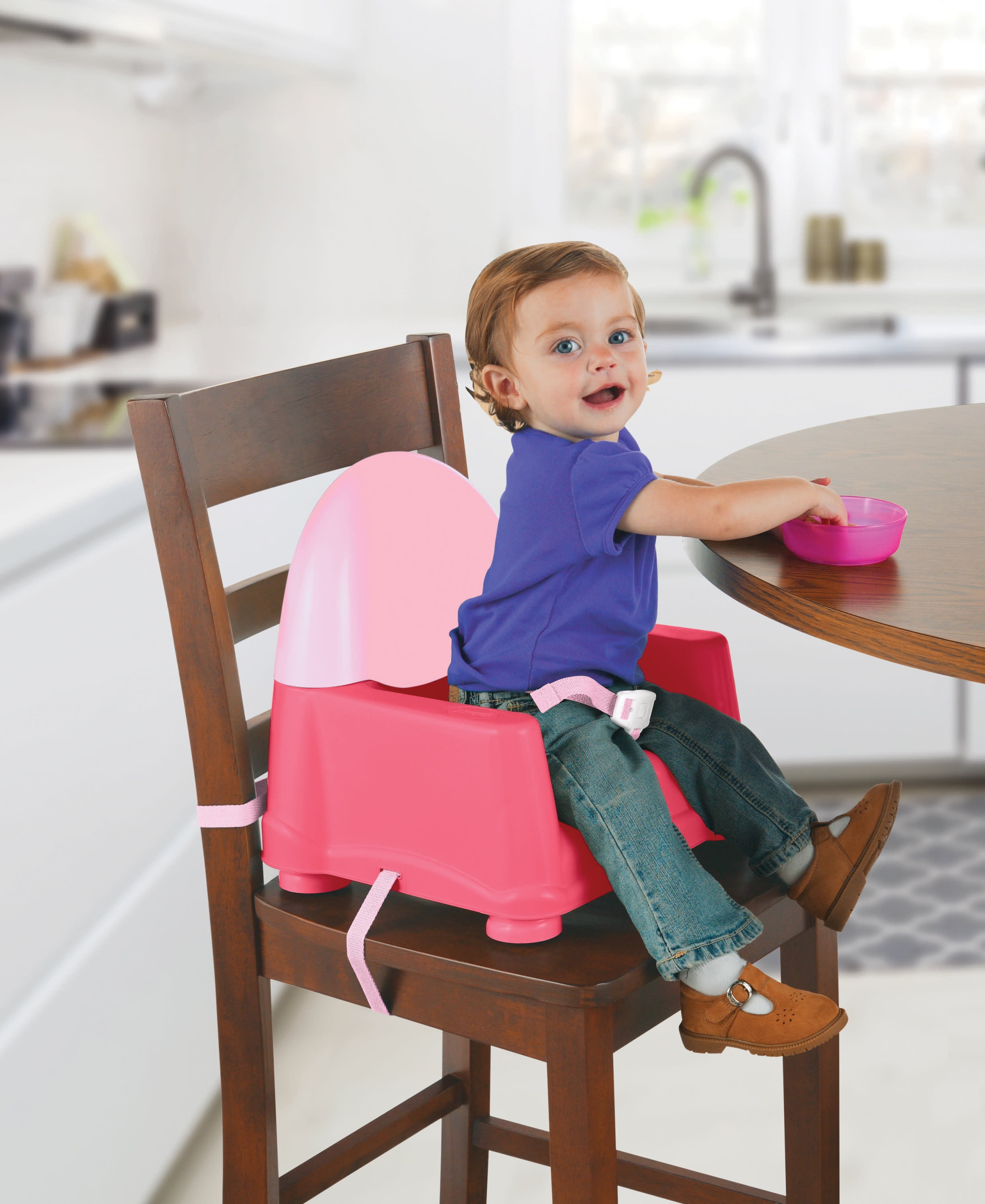 Safety 1st Easy Care Swing Tray Toddler Feeding Booster, Coral Crush
