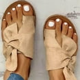 thumbnail image 5 of UTTOASFAY Women Open Toe Slide Bow-Knot Shoes Comfy Sandals Slippers Low Heeled Shoes Khaki 7.5(39), 5 of 6