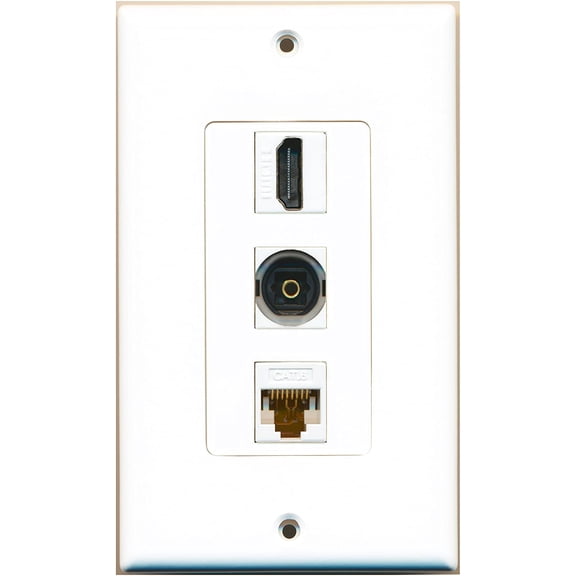RiteAV - 1 Port HDMI and 1 Port Toslink and 1 Port Cat6 Ethernet White Decorative Wall Plate