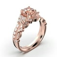 thumbnail image 3 of Beautiful Mid-century 1.75 Carat Round Cut Morganite And Diamond Moissanite Engagement Ring, Wedding Ring in 925 Sterling Silver With 18k Rose Gold Plating, 7 Stone Ring, Bridal Set, Matching Band, 3 of 3