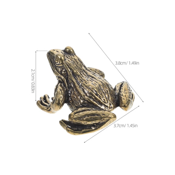 Vintage Brass Frog Figurine Sculpture Tea Pet Collectible Decorative Statue for Home Office Display and
