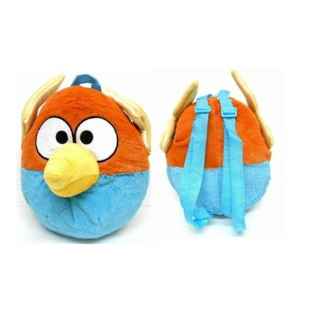 Blue Orange Bird Plush Doll Backpack (kids to adult), 1 main small zipperedWalmartpartment on back By Angry Bird