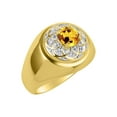 thumbnail image 3 of RYLOS Men's Rings Yellow Gold Plated Silver Designer Gypsy 7MM Round Gemstone & Diamond Ring Citrine November  Size 12, 3 of 6