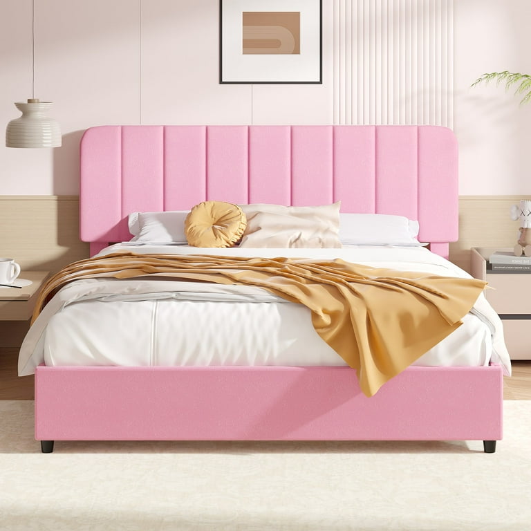 VECELO Queen Size Bed Frame with 4 Storage Drawers, Modern