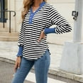 thumbnail image 6 of FAIWAD Womens Plus Size Striped Tops Long Sleeve Button Up V Neck Tunic Tops Casual Loose Going Out Clothes, 6 of 8
