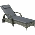 thumbnail image 2 of Spaco 5-Level Rattan Pool Lounge Chair with Adjustable Backrest, Wheels, Pillow, and Headrest, Perfect for Outdoor Relaxation, Gray, 2 of 11