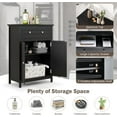 thumbnail image 3 of XPOPR Bathroom Floor Cabinet, Free Standing Wooden Storage Cabinet with Large Drawer and 2 Doors, 3 Heights Adjustable Shelf, Organizer for Living Room. Black, 3 of 10