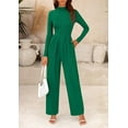 thumbnail image 4 of PRETTYGARDEN Womens Jumpsuit Dressy Casual Spring Fall Fashion One Piece Outfits Long Sleeve Mock Neck Wide Leg Pants Rompers, 4 of 8